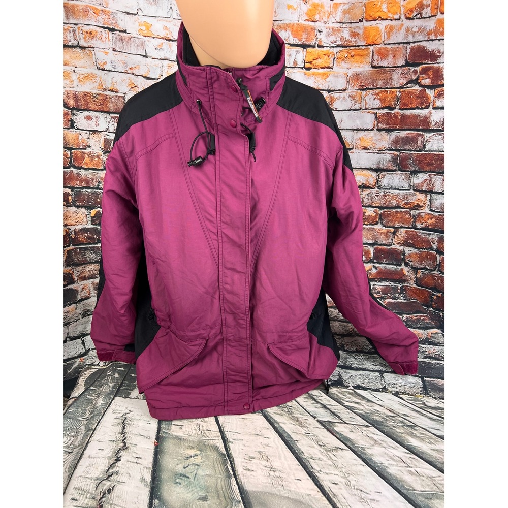 LL Bean Womens Large‎ Vintage Magenta Black Colorblock Outdoor Insulated Jacket